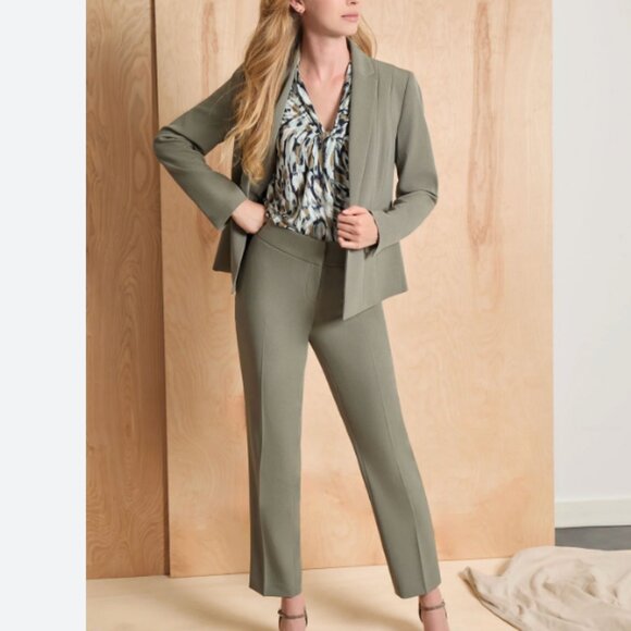 Kasper Stretch Crepe HARLOW PANT Dark Sea Stone Green 8 - Picture 3 of 3